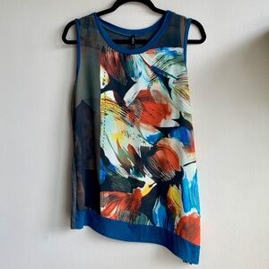 For 3/$40 ⭐️ Edista Sleeveless asymmetrical Blouse with Painterly Detail SIZE M